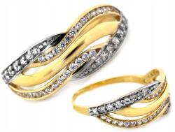 Lovrin Arany gyűrű 585 fehér aranyból cirkónia kövekkel 2.62g széles r20 divatos (43792525)