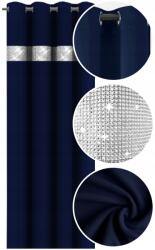 NOW-ART Kész függöny cirkóniákkal 145x220 glamour stílusban, karikákkal, flitteres függöny (Zasłona gładka klasyczna 220 z cyrkoniami)