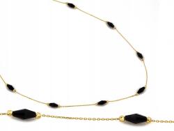 Lovrin 585 arany nyaklánc fekete ónixokkal 2.65g elegáns minta 44cm ónix