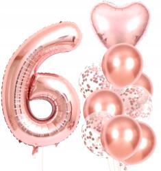 Rózsaszín Lufik 10db kislány hatodik születésnapjára konfetti