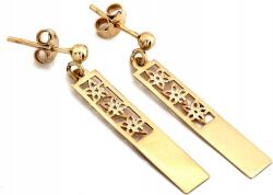 Lovrin Arany fülbevaló 585, áttört, téglalap alakú, hosszú, merev, ajándékba (Lovrin)