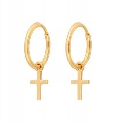 Lovrin Lenyűgöző női arany fülbevaló 585-ös finomságú, karika formájú, függő kereszttel (61115867)