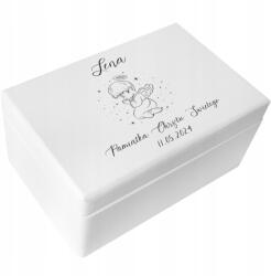 Creative Deco Ajándékdoboz keresztelőre gravírozással, emlék a szent keresztelőről, 30x20x14 (JANCDSD130BCUSTOMBAPTISMANGELTPTFBM-W)