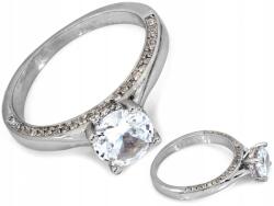 Lovrin 925-ös ezüst gyűrű fehér cirkónia kővel, r14-es méret, ajándékba, 2.69g
