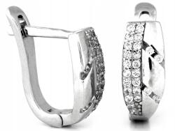 Lovrin Ezüst fülbevaló 925 elegáns lemezkék cirkónia kövekkel, modern mintával, ajándék (Lovrin 67951)