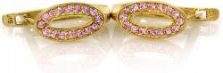 Lovrin Arany fülbevaló 375 rózsaszín cirkónia köves ovális mintával, divatos ajándék nőknek (Lovrin)