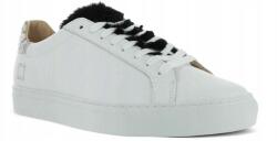 D. A. T. E D. a. t. e. Olasz női bokacipő, fehér, bélelt, bőr, szőrmés, 38-as méret (W291-NW-FU-WB)