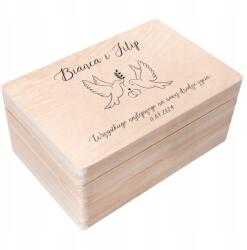 Creative Deco Esküvői doboz gravírozással Esküvői ajándék saját szöveggel uv nyomtatás 30x20 (JANCDSD130BCUSTOMWEDDOVESTPTFBM)