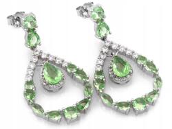Lovrin Ezüst fülbevaló 925 nagy lógós zöld cirkónia kövekkel 7.79g ajándékba