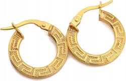 Lovrin Arany fülbevaló 585, lógós, görög mintás körök, 17 mm átmérőjű, görög mintával