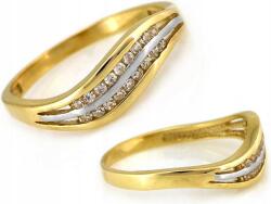 Lovrin Arany gyűrű 585 hullám fehérarannyal és cirkónia kövekkel r18 méretben, női, 14k, divatos