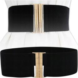 EdiBazzar Öv elasztikus öv fekete gumi derék egyszerű arany széles ruhához (Elastyczny szeroki pasek damski do sukienki)