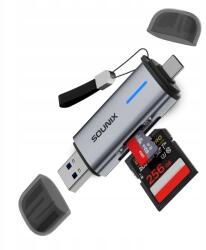  Sounix Sd Tf kártyaolvasó Usb-c és Usb 3.0 5Gb/s, 2TB-ig, Led jelzővel (S01)