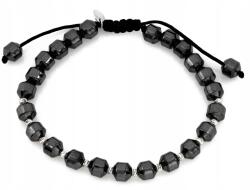 Lovrin 925-ös ezüst karkötő hematitokkal, 0, 80g, fekete zsinórral, ajándékba, divatos