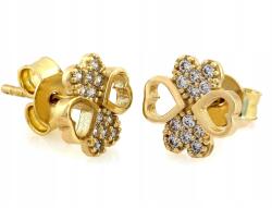 Lovrin Arany fülbevaló 585-ös finomságú, négylevelű lóhere cirkóniákkal, 1, 32g, stekkeres, ajándéknak