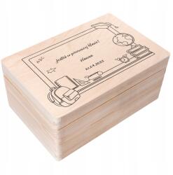 Creative Deco Fából készült ajándékdoboz iskolai emlékeknek, gravírozott, 30x20 cm (JANCDSD130BCUSTOMSCHOOLDAYBASICFBM)