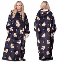  Takaró Pulóver Oversize Vastag Boka Koco Pulóver 2in1 XXL Corgi Fürdőköpeny Kapucnis