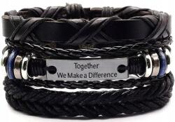  Retro fekete bőr karkötő szett, punk rock stílusú (Zestaw retro czarna Bransoletka)