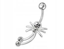 Lovrin Ezüst 925 köldökpiercing pókkal, fehér, divatos, látványos mintával ajándéknak is kiváló (Lovrin 63225)