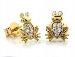 Lovrin Fülbevaló sárga arany 585 cirkónia kövekkel, stekkeres, 1.13g, gyerekeknek és nőknek