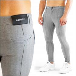  Elegáns férfi nadrág, rugalmas anyagból, puha Karisto szürke, 30-as méret (Spodnie Męskie Eleganckie rozmiar 30 Karisto)