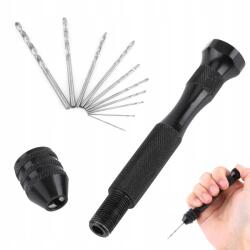  Fekete Kézi Fúró 10 Darab Fúróval (sus Acél) - Modellekhez/Borostyánhoz (GS00793)