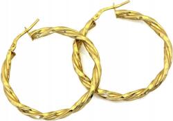 Lovrin 925-ös sterling ezüst fülbevaló, aranyozott, csavart karika, angol kapcsos, 39 mm-es, divatos