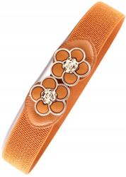 EdiBazzar Női Öv elasztikus ruha barna gumi retro csat virág (5905884075555)