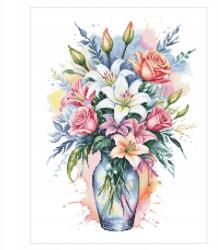 Coricamo Keresztszemes hímzés Hímző szett Akvarell virágok (Z 10917)