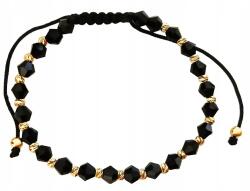 Lovrin Arany karkötő zsinóron 585-ös aranyból, arany golyókkal és fekete kövekkel (62485368)