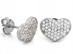 Lovrin Ezüst szív fülbevaló cirkónia kövekkel, stekkeres, 925-ös, 1.48g, divatos ajándék