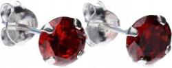 Lovrin 925-ös ezüst fülbevaló, kicsi, gyermek fülbevaló, kerek, rubin cirkónia kövekkel (Lovrin 49029)