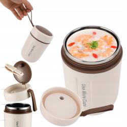  Ételhordó Termosz Ebédhez Ételtároló Hőtartó Edény Leves Számára 600ML Bézs (3118230296111)