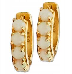 Lovrin Aranyozott 925-ös ezüst fülbevaló, apró karikák fehér opálokkal ajándék