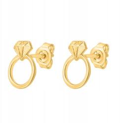 Lovrin Női arany fülbevaló 585 karika gyémántokkal, stílusos ékszerész munkája, 14k (61117169)