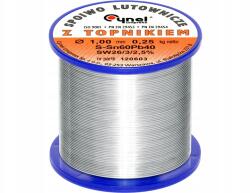 Cynel Forrasztóón folyasztószerrel 1, 00mm 250g forrasztóanyag S-Sn60Pb40 ötvözet (Cyna z topnikiem 1,00 250g Cynel)