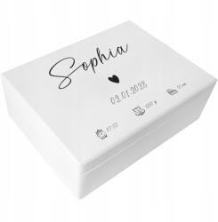 Creative Deco Gravírozott doboz, emlék a születésre, ajándék keresztelőre, első születésnapra, születésnapra, 40x30 (JANCDSD140BCUSTOMHEARTBMEMBOXFBM-W)