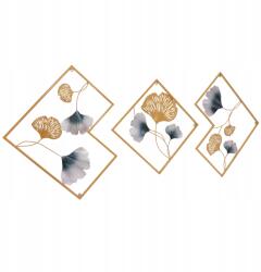  3 darabos fém ginkgo levél fali dekoráció szett (JJOU2H-000900)