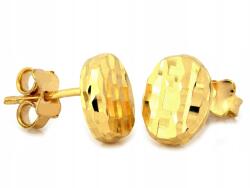 Lovrin Arany fülbevaló 585, fényes, gyémántozott, ovális lemezkékkel, stekkeres, 1.17g