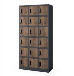 Jan Nowak Balesetvédelmi (bhp) öltözőszekrény, 18 rekeszes Jan Nowak Karol, antracit-dió színben (1868)