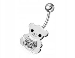 Lovrin Ezüst 925 köldökpiercing fehér macival, divatos és látványos mintával ajándéknak is kiváló (Lovrin 63219)
