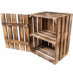 Creative Deco Égetett fa tárolóláda polccal és fa deszka fedéllel, doboz 50x40x30 cm (X001U3UBF3)