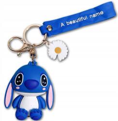 EdiBazzar Kulcstartó Maci kulcsokhoz, táskához, Stitch, margaréta, kék, kézitáska, ajándék, mackó (F22)