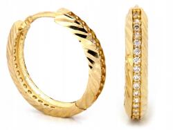 Lovrin Arany fülbevaló 585 klasszikus karika fehér cirkónia kövekkel díszítve 16mm ajándék