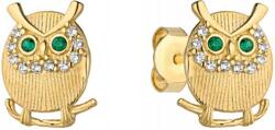 Lovrin Arany fülbevaló 585 Bagoly smaragdzöld szemekkel, divatos minta nőknek 14k (Lovrin 56277)