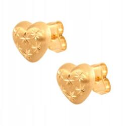 Lovrin Arany fülbevaló 585 szív alakú matt, dekoratív bemetszésekkel, ajándékba (61108927)