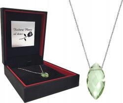 Lovrin 925-ös ezüst nyaklánc markiza csiszolású prasiolit kővel, divatos ajándék medállal (Lovrin)