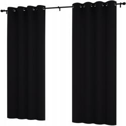NOW-ART Kész függöny 145x240 karikákkal, sima matt függöny nappaliba (LEN-1 Czarna 240)