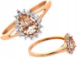 Lovrin 585-ös rózsaszín arany gyűrű morganittal és briliánsokkal r14 ajándék
