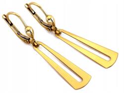 Lovrin 585-ös sárga arany fülbevaló, lógós, angol záras, modern, kő nélküli, 14 karátos